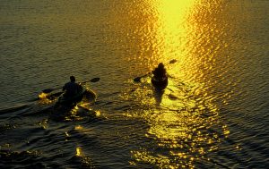 Kayaks on the river Rhode Island